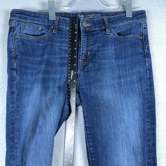 Gap Straight Leg Jeans Rolled Cuffed Hem Medium Wash Womens Blue Size 10/30R - Picture 8 of 11
